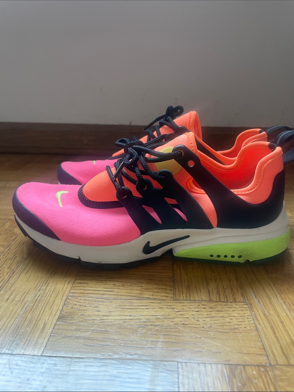 Nike women’s sunset prestos Pink, Orange & Lime Green Athletic Sneakers